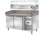 Banco pizza ventilato 2 porte completo di vetrina ingredienti 1\4
