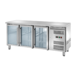 Tavolo refrigerato in acciaio ventilato 3 porte in vetro
