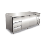 Tavolo refrigerato in acciaio ventilato 2 porte + 3 cassetti 1\3 -2+8°C
