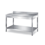 Tavolo in acciaio con piano di fondo e alzatina profondità 80