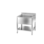 Lavatoio in acciaio inox 1 vasca su gambe con ripiano profondità 60