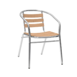 Sedia con seduta in legno e struttura alluminio anodizzato