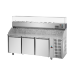 Banco pizza ventilato 3 porte  completo di vetrina ingredienti motore a destra\sinistra