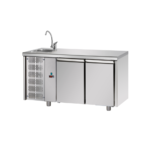 Tavolo refrigerato acciaio GN 1\1 2 porte con lavello motore a sinistra