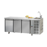 Tavolo refrigerato acciaio GN 1\1 3 porte con lavello motore a destra