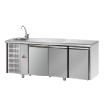 Tavolo refrigerato acciaio GN 1\1 3 porte con lavello motore a sinistra