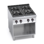 Cucina professionale a gas 4 fuochi su mobile a giorno SERIE 900