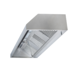 Cappa parete in acciaio inox AISI 304 Premium a falda completa di motore, regolatore di velocità e illuminazione LED (profondità 140)
